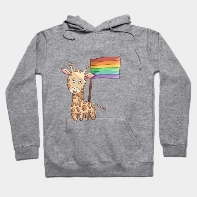 Rainbow Gay Pride Flag Giraffe Hoodie by nonbeenarydesigns